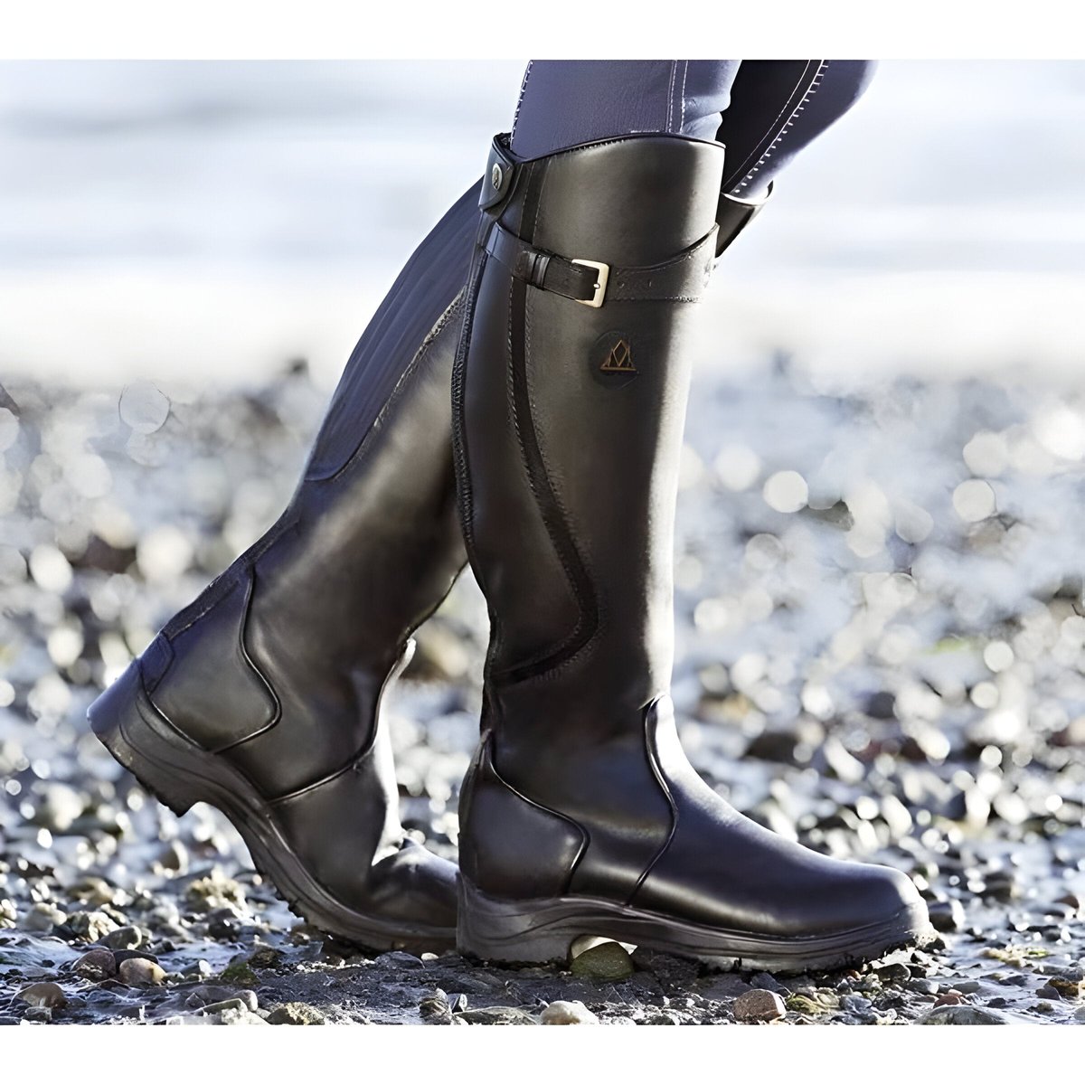 Evelyn | Women's waterproof knee-high leather boots with buckle